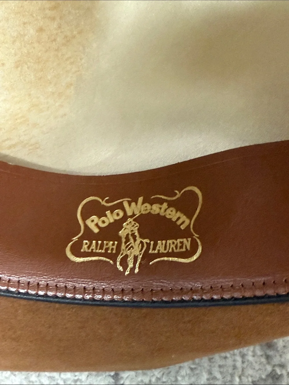 Brown Felt Polo Ralph Lauren Brittany Ltd Western Hat with Feather Band